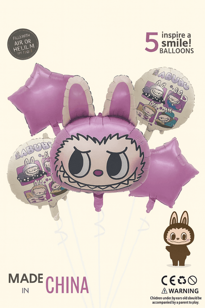 Set de 5 ballons anniversaire Labubu – Décoration de fête adorable !