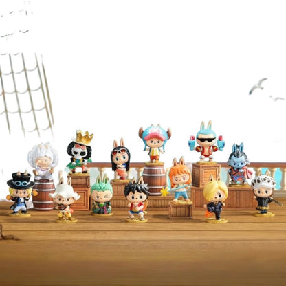 Collection de figurines Labubu x One Piece The Monsters – édition limitée.