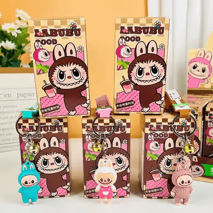 Porte-clés en peluche Labubu tout doux, parfait pour sac à dos, trousse ou clés d’enfant