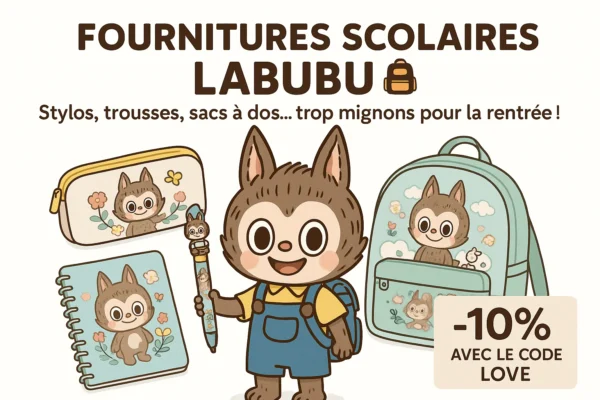 Fournitures scolaires Labubu – trousse, sac à dos et stylos avec personnage Labubu pour la rentrée