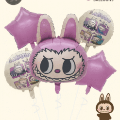 Anniversaire Kit Fêtes & anniversaires – univers Labubu Ballons - ensemble de 5 ballons décoratifs colorés.