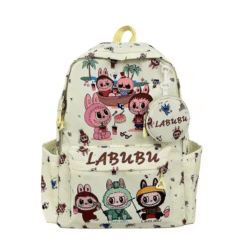 Cartable Labubu college kawaii avec motifs adorables et compartiments pratiques.