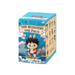 One piece Figurine labubu dans sa boîte mystère, édition The Monsters X One Piece, design coloré et dynamique.
