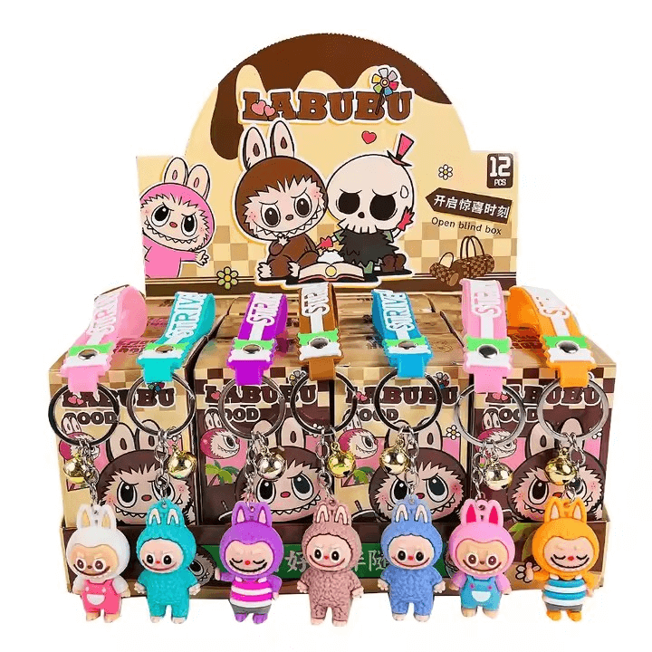 Porte-clés Labubu multicouleur – Figurine Collector, collection de porte-clés en vinyle colorés, parfaits pour les fans.