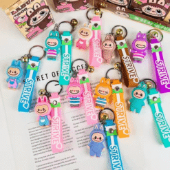 Porte-clés Labubu multicouleur – Figurine Collector, collection de porte-clés colorés avec personnages espiègles.