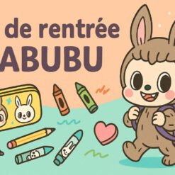 Kit de rentrée Scolaire Primaire Labubu avec un personnage mignon et des fournitures scolaires colorées.