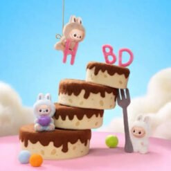 Labubu Pin For Love Kawaii pop coffret 14 pièces sur gâteaux avec personnages mignons.