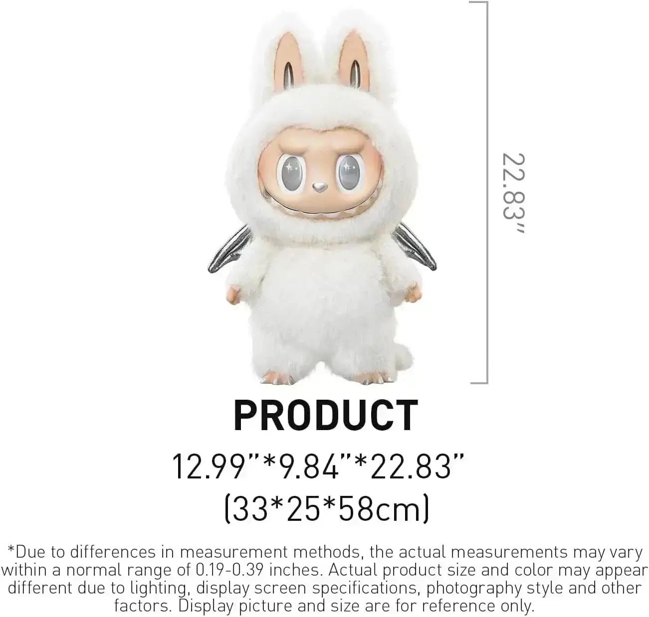Zimomo 58 cm – Édition Géante Collector Labubu figurine avec des dimensions de 12.99" x 9.84" x 22.83".
