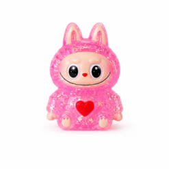 Squishy personnage rose pailleté kawaii anti-stress, ultra mignon, doux et moelleux.