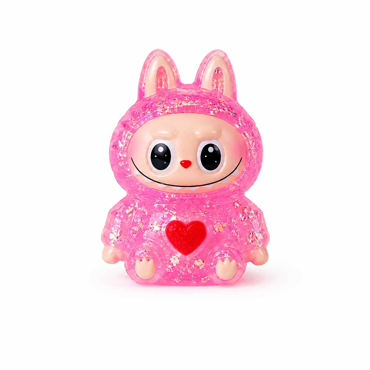 Squishy personnage rose pailleté kawaii anti-stress, ultra mignon, doux et moelleux.