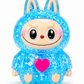 Squishy Labubu Bleu Pailleté – Anti-Stress Kawaii Ultra Mignon